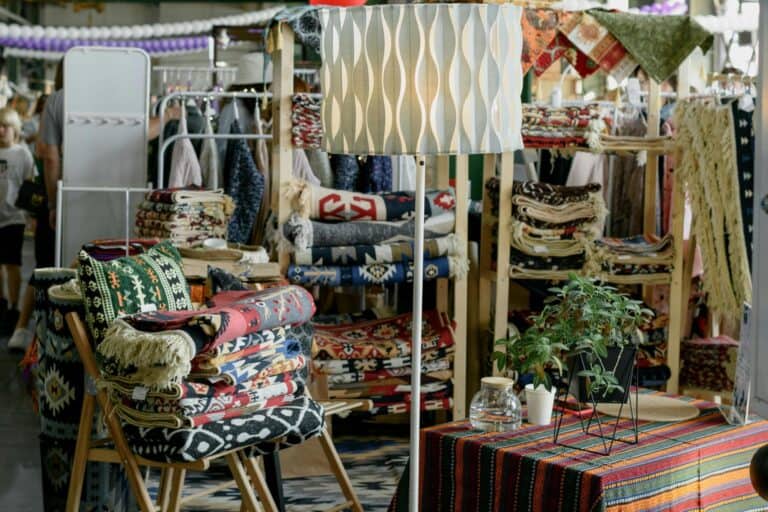 Carpets, rags, pillows, chairs, and lamps for sale in the concept of 'best local shops and markets in Barnet'.